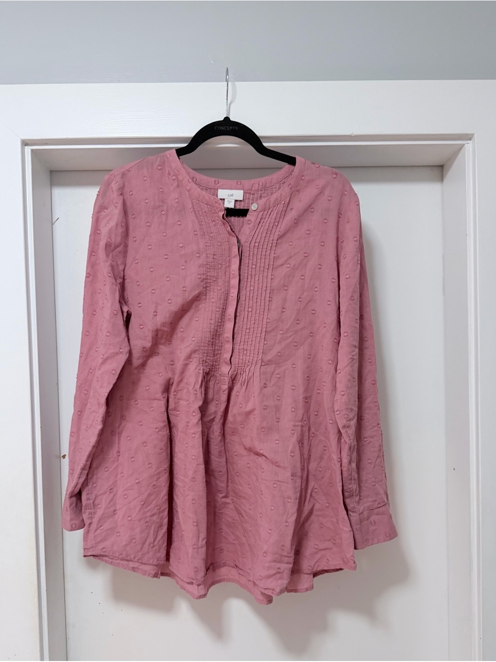 J. Jill Rose Pink Pintuck Eyelet Tunic Blouse
